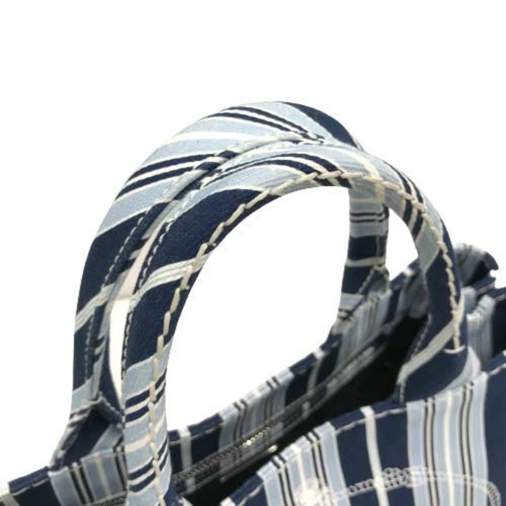 Prada Canapa Stamperta Azzurro Shoulder Bag Handbag Tote Crossbody Striped Blue - Picture 7 of 10
